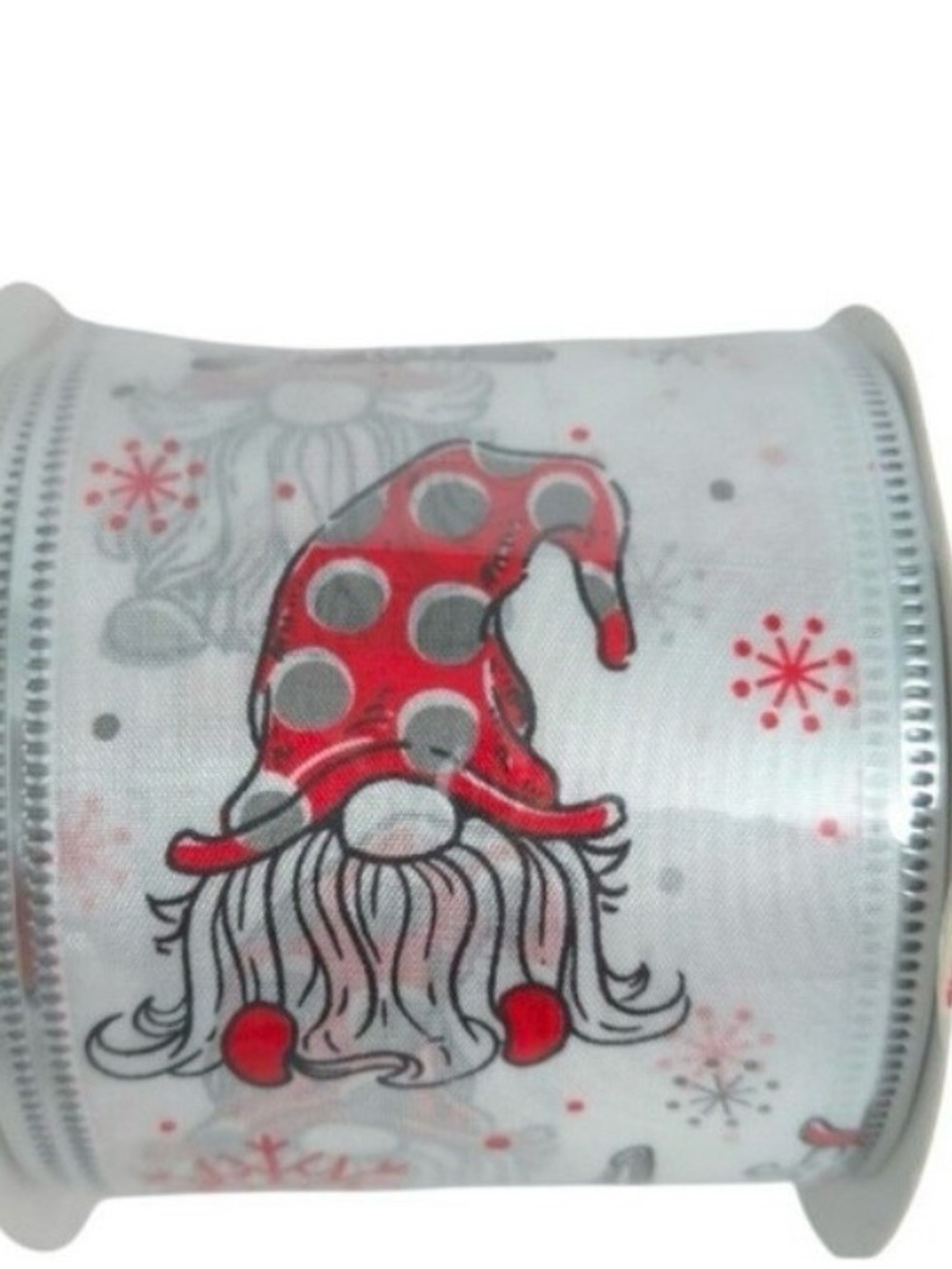 Red Gnome Decorative Ribbon for Holiday Crafts